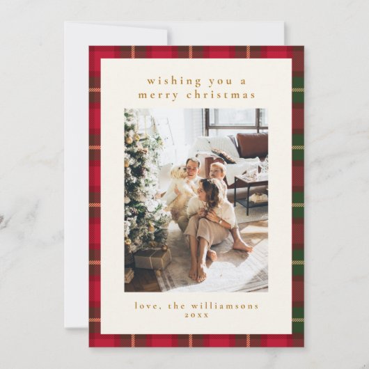 Klassieke Kerst Rood Groen Gespeeld Portret Foto Feestdagenkaart (Voorkant)
