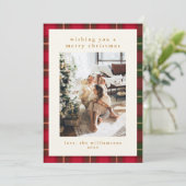 Klassieke Kerst Rood Groen Gespeeld Portret Foto Feestdagenkaart (Staand voorkant)
