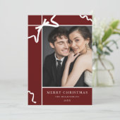 Klassieke Kerst Rood Wit Vakantie Gift Boog Foto Feestdagenkaart (Staand voorkant)