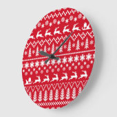 Klassieke kerst: rood wit winterpatroon grote klok (Hoek)