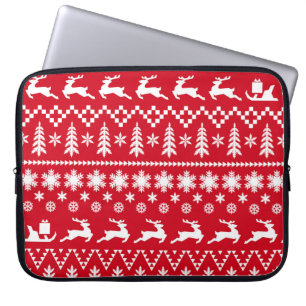 Klassieke kerst: rood wit winterpatroon laptop sleeve