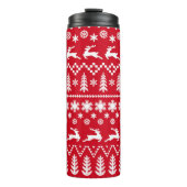 Klassieke kerst: rood wit winterpatroon thermosbeker (Voorkant)