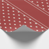 Klassieke kerst rustieke rode ivoor stip streep cadeaupapier (Hoek)