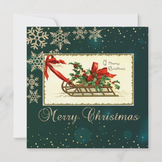 Klassieke Kerst slee, maretak sneeuwvlokken (Voorkant)