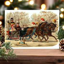 Klassieke Kerst slee-rit Feestdagenkaart
