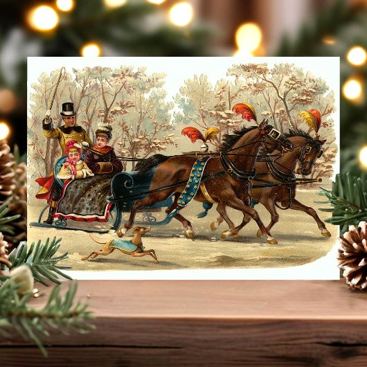 Klassieke Kerst slee-rit Feestdagenkaart