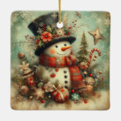 Klassieke Kerst Sneeuwman Ornament (Achterkant)