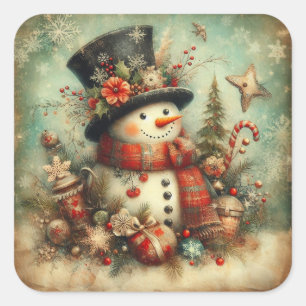 Klassieke Kerst Sneeuwman Stickers