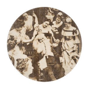 Klassieke kerst stereoview Sint en de dames Snijplank