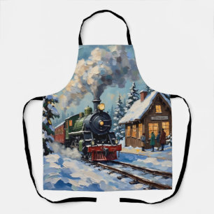 Klassieke Kerst Stoomtrein op Besneeuwd Station Schort