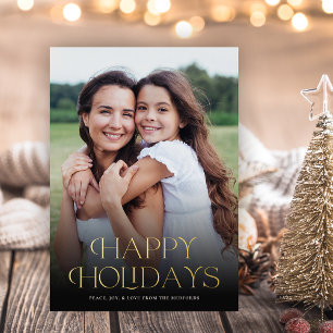 Klassieke Kerst Tekst Bloem Motief Achterkant   Fo Folie Feestdagenkaart