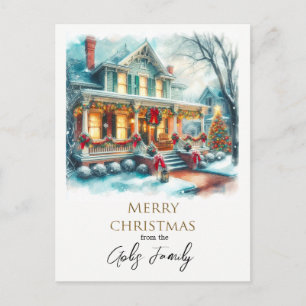 Klassieke Kerst Thuis Vakantie Groet Briefkaart