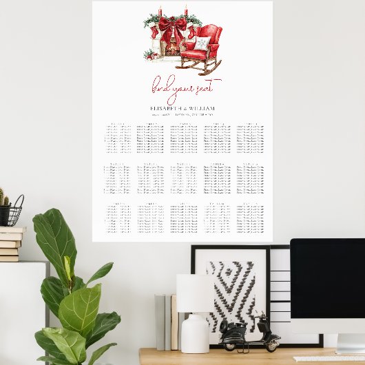 Klassieke Kerst Trouwen Zitting Grafiek Poster (Thuiskantoor)
