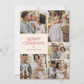 Klassieke Kerst Vijf foto Bloemen Terug | Ivoor Feestdagenkaart (Voorkant)