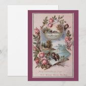 Klassieke Kerst vogels landschap bloem Feestdagenkaart (Voorkant / Achterkant)