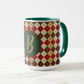 Klassieke, kerst / winter argyle patterned mok (Voorkant rechts)