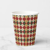 Klassieke, kerst / winter argyle patterned papieren bekers (Achterkant)