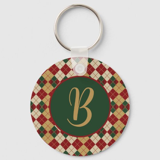 Klassieke, kerst / winter argyle patterned sleutelhanger (Voorkant)