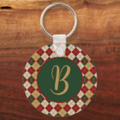 Klassieke, kerst / winter argyle patterned sleutelhanger (Voorkant)