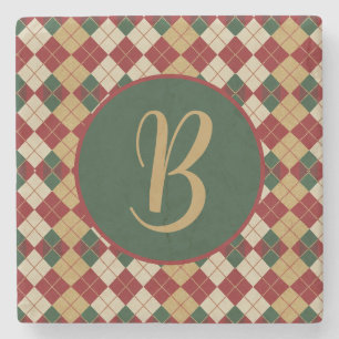 Klassieke, kerst / winter argyle patterned stenen onderzetter