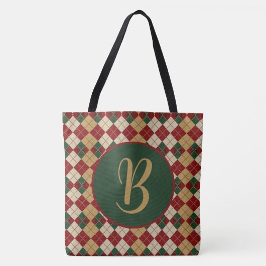 Klassieke, kerst / winter argyle patterned tote bag (Voorkant)