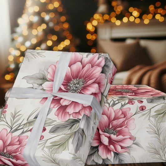 Klassieke kerst winter bloemen gelegd, Decoupage Cadeaupapier