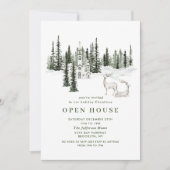 Klassieke Kerst Winter Forest Holiday Open House Kaart (Voorkant)