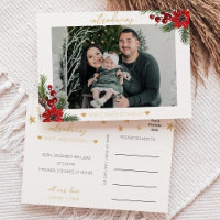 Klassieke Kerst Wit Foto Geboorte Aankondiging