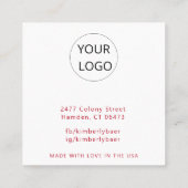 Klassieke Kerst Witte Rode Oorbel Display Vierkante Visitekaartje (Achterkant)