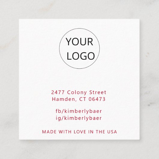 Klassieke Kerst Witte Rode Oorbel Display Vierkante Visitekaartje (Achterkant)