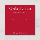 Klassieke Kerst Witte Rode Oorbel Display Vierkante Visitekaartje (Voorkant)