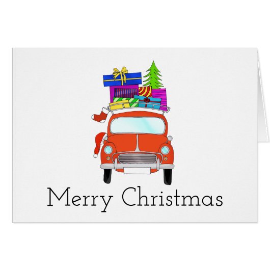 Klassieke kerstauto met cadeaus (Voorkant Horizontaal)