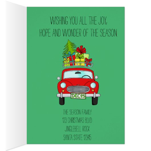 Klassieke kerstauto met cadeaus (Binnen (Rechts))