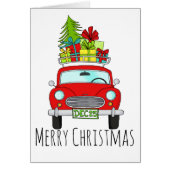 Klassieke kerstauto met fijne kerst met cadeaus (Voorkant)
