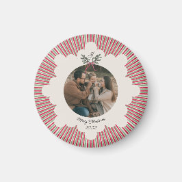 Klassieke Kerstbal met Foto en Monogram Magneet