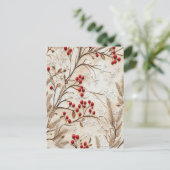 Klassieke kerstbessen en sneeuwvlokken briefkaart (Staand voorkant)