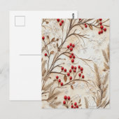 Klassieke kerstbessen en sneeuwvlokken briefkaart (Voorkant / Achterkant)