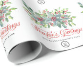 Klassieke Kerstbessen Kerstvakantie Zakelijk Cadeaupapier (Rol Hoek)