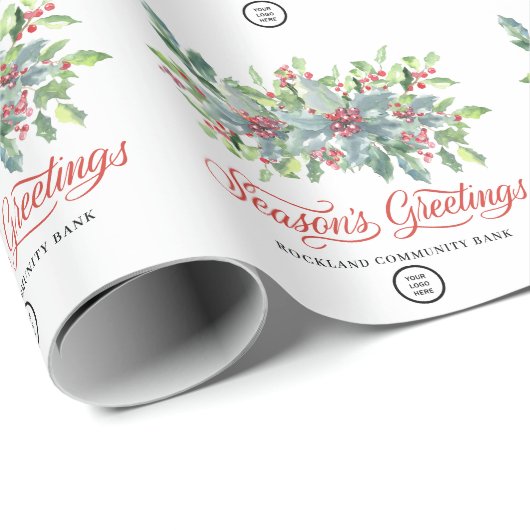 Klassieke Kerstbessen Kerstvakantie Zakelijk Cadeaupapier (Rol Hoek)