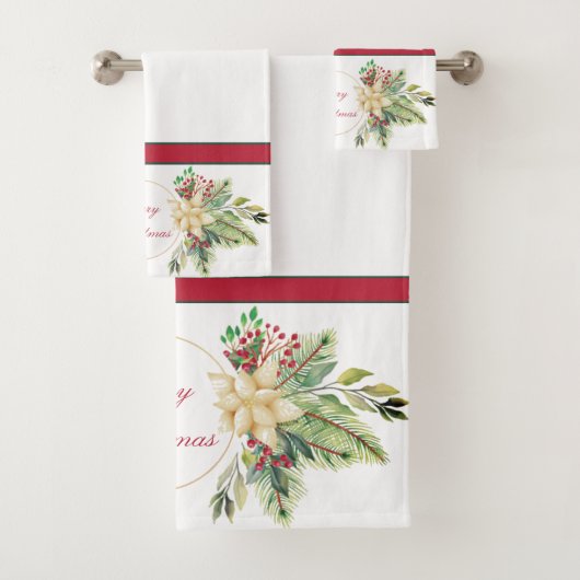 Klassieke Kerstbloemen Bad Handdoek (Insitu)