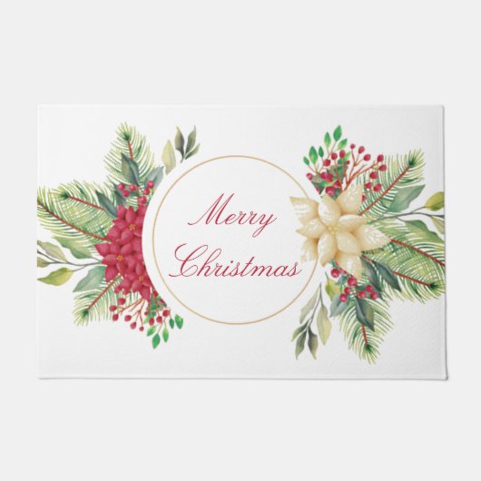 Klassieke Kerstbloemen Deurmat (Voorkant)