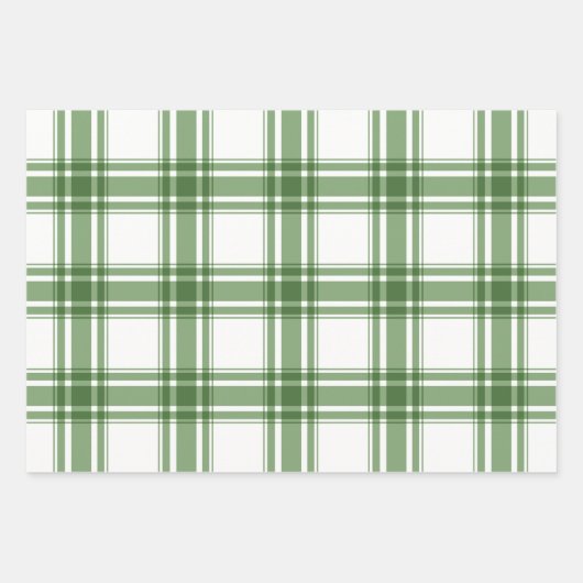 Klassieke kerstbomen & geruite groene wrap inpakpapier vel (Voorkant)