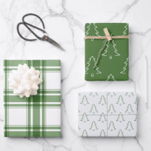 Klassieke kerstbomen & geruite groene wrap
