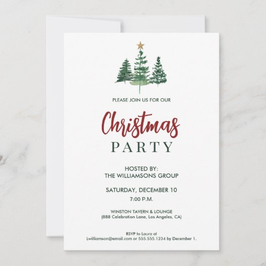 Klassieke kerstbomen Kantoor Corporate Party Kaart (Voorkant)