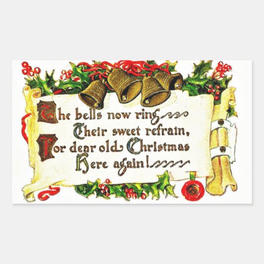Klassieke kerstboodschap rechthoekige sticker (Voorkant)