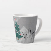 Klassieke Kerstboom Chique Monochroom Bloemen Naam Latte Mok (Rechterhoek)