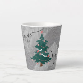 Klassieke Kerstboom Chique Monochroom Bloemen Naam Latte Mok