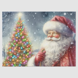Klassieke Kerstboom en Kerstman Vakantie Tissuepapier
