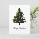 Klassieke kerstboom en lichten feestdagenkaart (Staand voorkant)