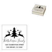 Klassieke kerstboom en rendieren retouradres rubberstempel (Gestempeld)